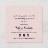 スタイリッシュミニマルシンプル縁ど赤面ピンクローズ金ゴールド スクエア名刺 (裏面)