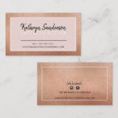 スタイリッシュミニマルシンプル縁ど赤面ピンクローズ金ゴールド 名刺 (正面/裏面)