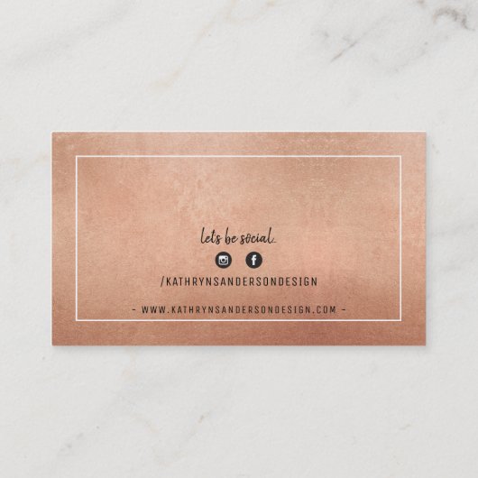 スタイリッシュミニマルシンプル縁ど赤面ピンクローズ金ゴールド 名刺 (裏面)