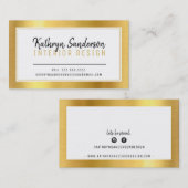 スタイリッシュミニマルシンプル縁ど黒金ゴールド箔 名刺 (正面/裏面)