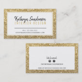 スタイリッシュミニマルシンプル黒金ゴールドグリッター 名刺 (正面/裏面)