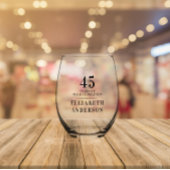 スタイリッシュミニマル周年黒日付名 ステムなしワイングラス