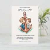 スタイリッシュミニマル航海の結婚式招待状 招待状 (スタンド正面)