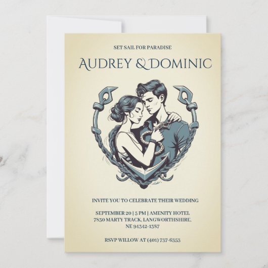 スタイリッシュミニマル航海の結婚式招待状 招待状 (正面)