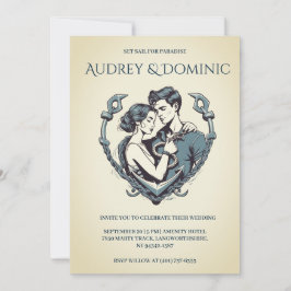 スタイリッシュミニマル航海の結婚式招待状 招待状