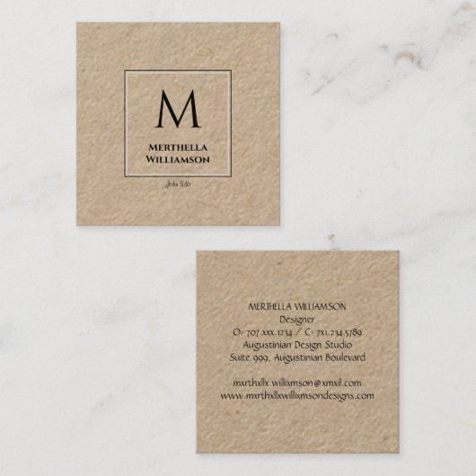 スタイリッシュミニマルKraft MONOGRAM スクエア名刺 (正面/裏面)