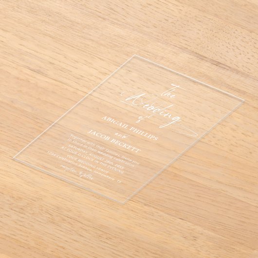 スタイリッシュミニマ結婚リスト アクリル招待状 (レイダウン)