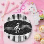 スタイリッシュミュージカルノートクレフ、 音符記号及びピアノ鍵 ペーパープレート (パーティー)