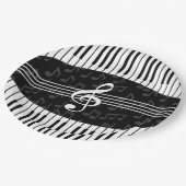 スタイリッシュミュージカルノートクレフ、 音符記号及びピアノ鍵 ペーパープレート (アングル)