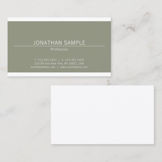 スタイリッシュモダンお洒落デザイントレンディープレインラグジュアリー 名刺 (正面/裏面)