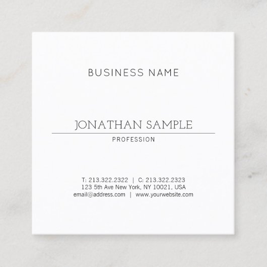 スタイリッシュモダンお洒落デザインプロフェッショナル スクエア名刺 (正面)