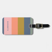 スタイリッシュモダンかわいらしストライプ Earth Tones Nameの ラゲッジタグ (正面横)