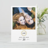 スタイリッシュモダンの写真結婚式が日付を救う 招待状 (スタンド正面)