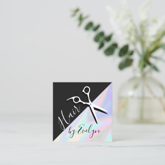 スタイリッシュモダンエレガントホログラフィック スクエア名刺 (スタンド正面)