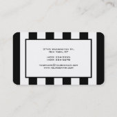 スタイリッシュモダンエレガント白黒ストライプの 名刺 (裏面)