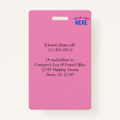 スタイリッシュモダンカスタム熱ピンクブランドメタルクリップ バッジ (裏面)