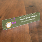 スタイリッシュモダンカスタム軍の緑の検証済ブランド デスクネームプレート (側面)