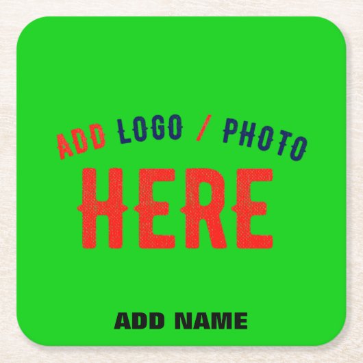 スタイリッシュモダンカスタムLIME GREEN検証済みブランド スクエアペーパーコースター (正面)