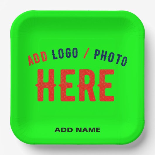 スタイリッシュモダンカスタムNEON GREEN検証済みブランド ペーパープレート (正面)