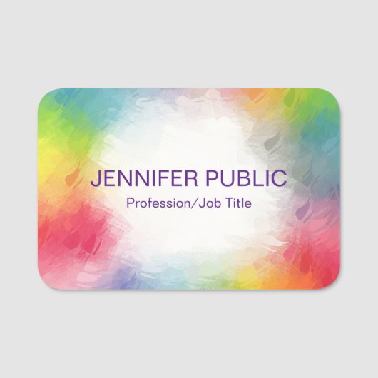 スタイリッシュモダンカラフルエレガントテンプレート 名札 (正面)