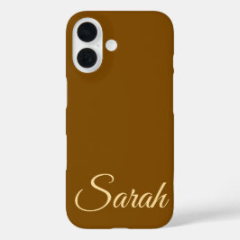 スタイリッシュモダンクラシックカスタマイズ名茶色 iPhone 16ケース