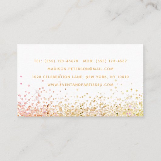 スタイリッシュモダングリッターイベント調整プランナー 名刺 (裏面)