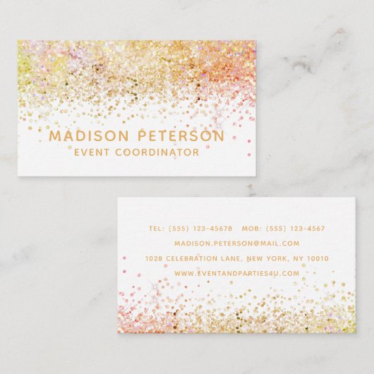 スタイリッシュモダングリッターイベント調整プランナー 名刺 (正面/裏面)