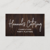 スタイリッシュモダンシンプルエレガントWoodのScriptケータリング 名刺 (正面)