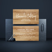 スタイリッシュモダンシンプルエレガントWoodのScriptケータリング 名刺