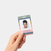 スタイリッシュモダンストライプかわいらし名自然写真 バッジ (手持ち)