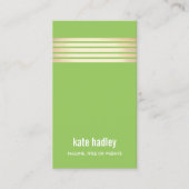 スタイリッシュモダンストライプの金ゴールド線(緑) 名刺 (正面)