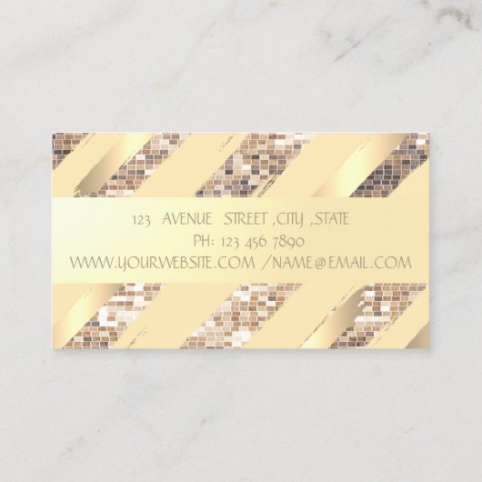 スタイリッシュモダンストライプ,フェイク金ゴールド，シーケンス 名刺 (裏面)