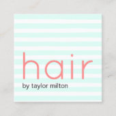 スタイリッシュモダンターコイズホワストライプイト スクエア名刺 (正面)