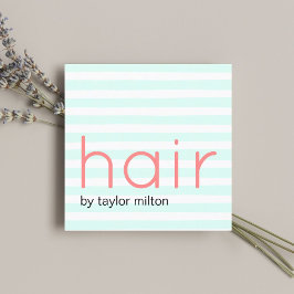 スタイリッシュモダンターコイズホワストライプイト スクエア名刺