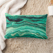 スタイリッシュモダンティール（緑がかった色）ターコイズ金ゴールドフェイクブラック ランバークッション (ブランケット)