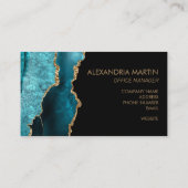 スタイリッシュモダンティール(緑がかった色)ブラック金ゴールドグリッター 名刺 (裏面)