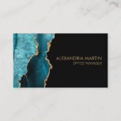 スタイリッシュモダンティール(緑がかった色)ブラック金ゴールドグリッター 名刺 (正面)