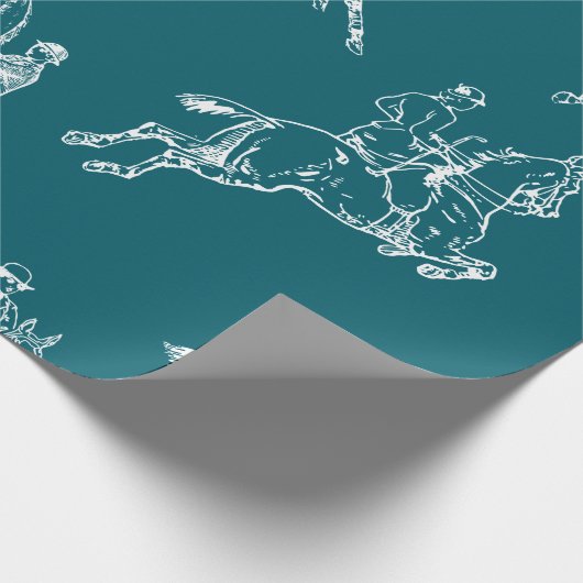 スタイリッシュモダンティール(緑がかった色)ブルー乗馬トイレ ラッピングペーパー (角)