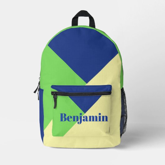 スタイリッシュモダントレンディーネイビー名前をカスタムする プリントバックパック (正面)