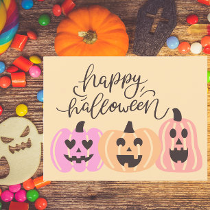 スタイリッシュモダンハッピーハローウィンタイポグラフィ ポストカード