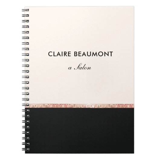 スタイリッシュモダンバラ金ゴールドシークインブラック ノートブック (正面)