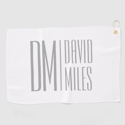 スタイリッシュモダンミニマルとグレーのイニシャルと名前のロゴ ゴルフタオル (横)
