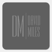 スタイリッシュモダンミニマルとグレーのイニシャルと名前のロゴ スクエアシール (正面)