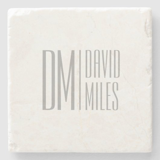 スタイリッシュモダンミニマルとグレーのイニシャルと名前のロゴ ストーンコースター (正面)