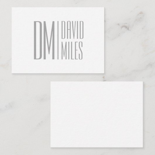 スタイリッシュモダンミニマルとグレーのイニシャルと名前のロゴ ノートカード (正面/裏面)