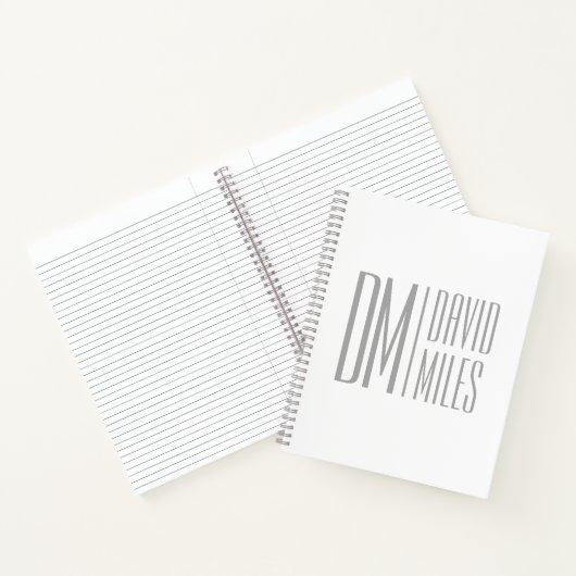 スタイリッシュモダンミニマルとグレーのイニシャルと名前のロゴ ノートブック (内部)