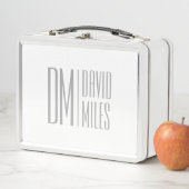 スタイリッシュモダンミニマルとグレーのイニシャルと名前のロゴ メタルランチボックス (インサイチュ)