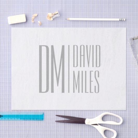 スタイリッシュモダンミニマルとグレーのイニシャルと名前のロゴ 薄葉紙 (クラフト)