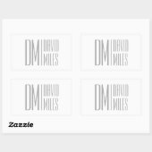 スタイリッシュモダンミニマルとグレーのイニシャルと名前のロゴ 長方形シール (シート)