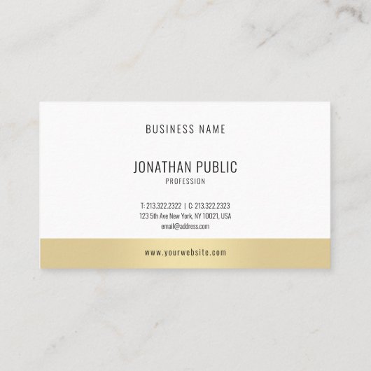 スタイリッシュモダンミニマルエレガント金ゴールドテンプレート 名刺 (裏面)